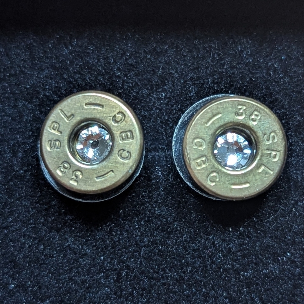 Bullet Casing Stud Earrings with Crystals